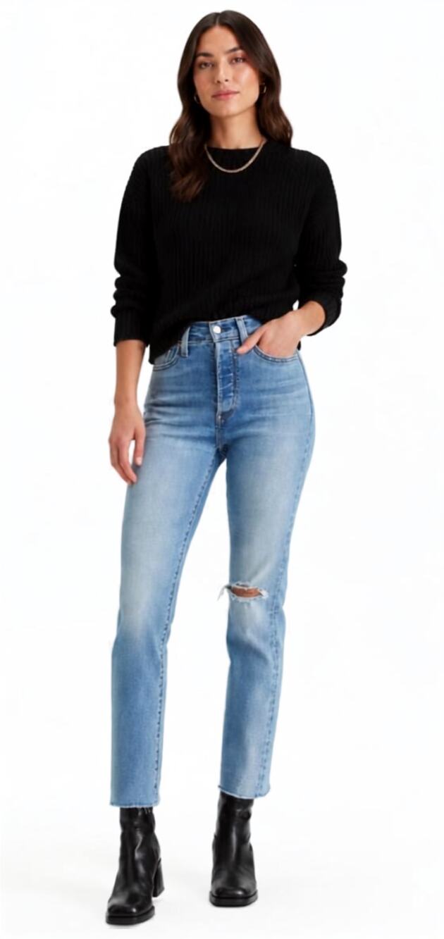 Levi's Women's Wedgie Straight-Leg High-Rise Cropped Jeans 28x28